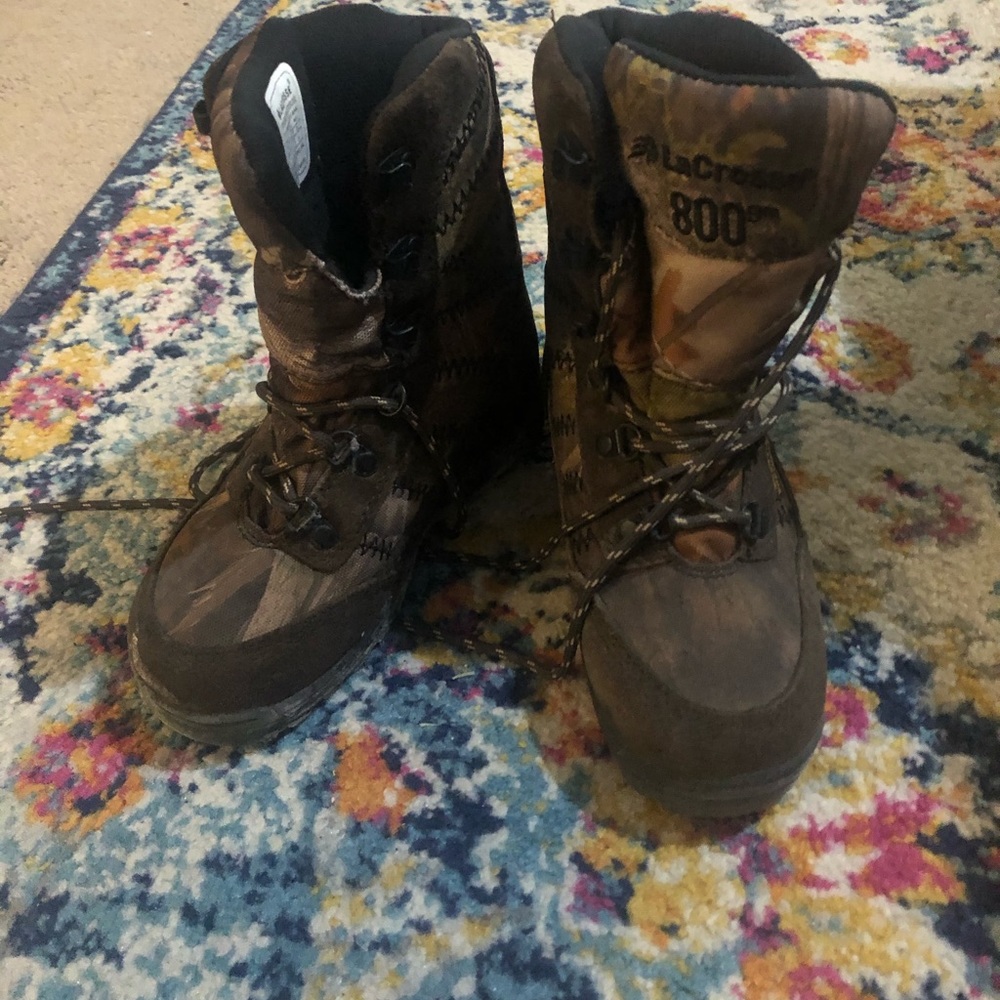 Boys Lacrosse 800gm camo insulated boots Youth size 1